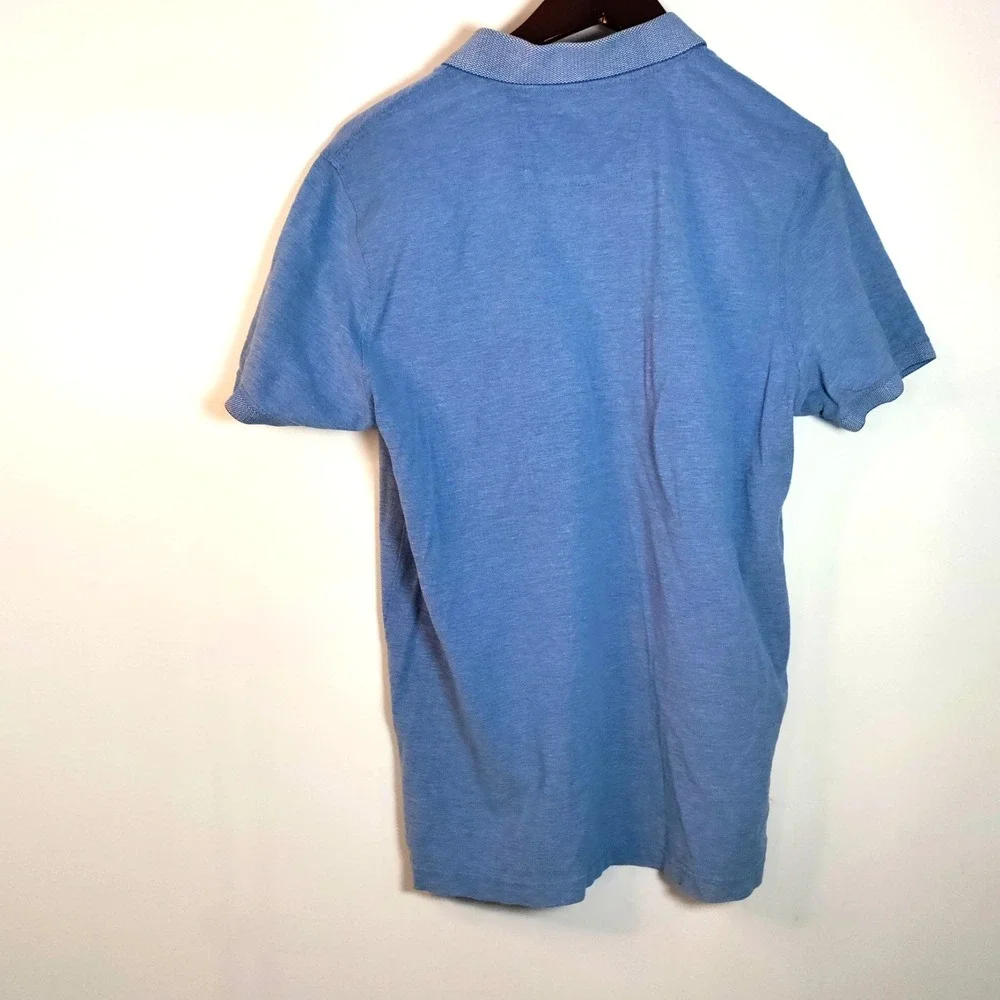 Banana Republic Blue Organic Cotton‎ Pique Short Sleeve Polo Shirt Men L*READ